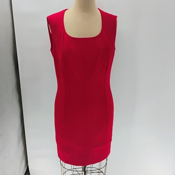 Escada wool dress w/ matching blazer jacket red orange exposed zipper classy - Picture 15 of 16